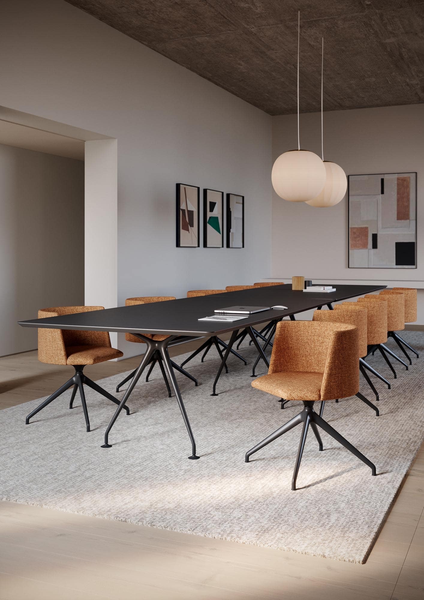 Conference room with multiple table configurations
