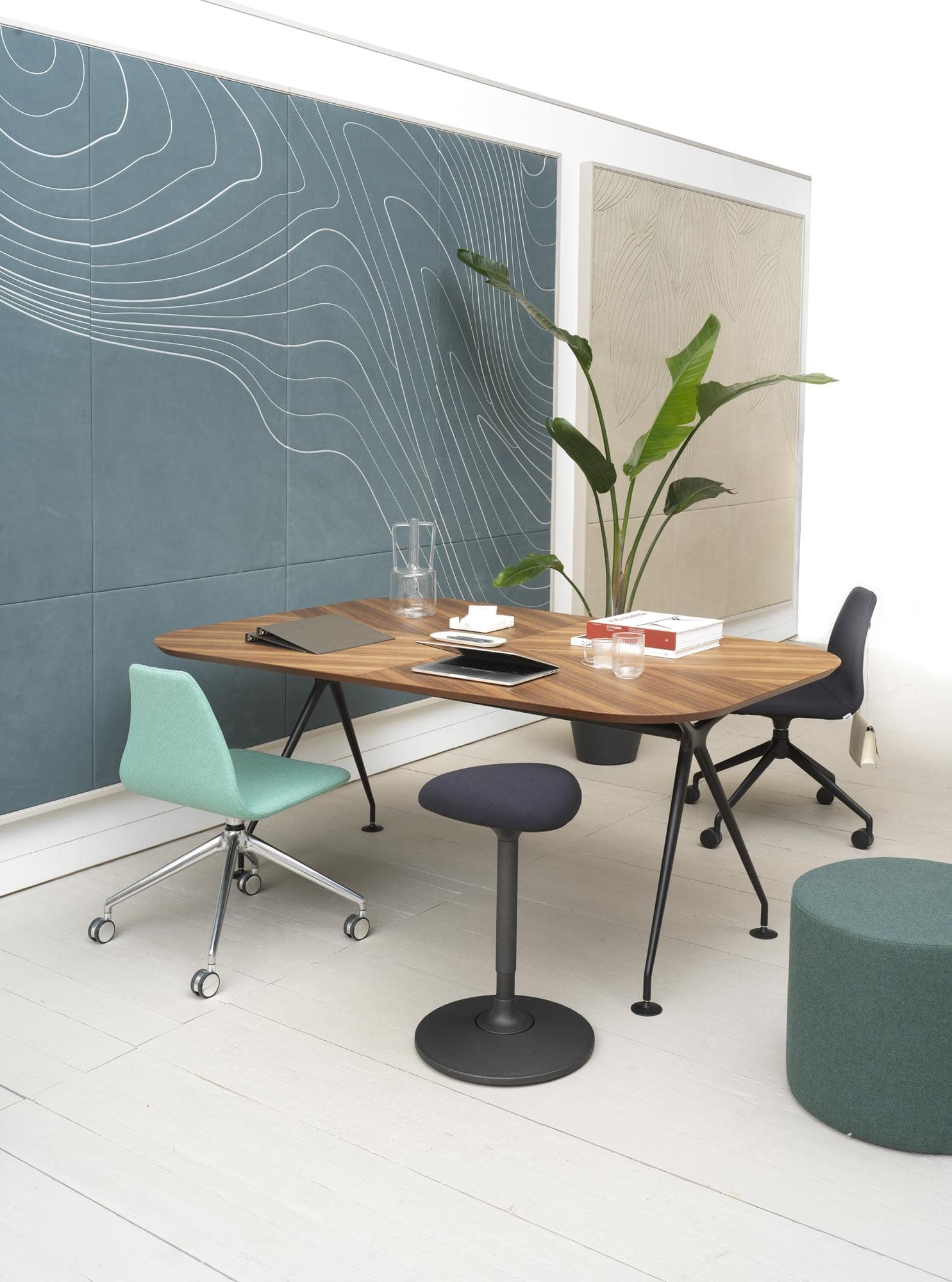 Occasional table with pendant lighting