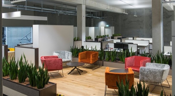 Lounge seating in a hotel lobby