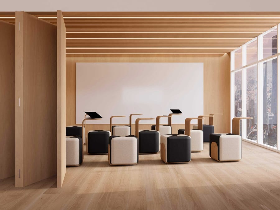 Stacking chairs in a hospitality setting